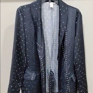 Women’s Victoria’s Secret Nightie Collar Jacket Black with white polka dots NWOT